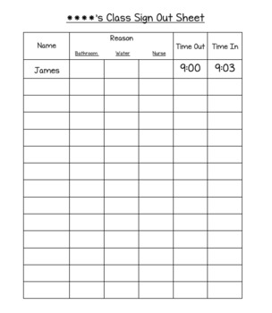 Sign In Sheet Editable